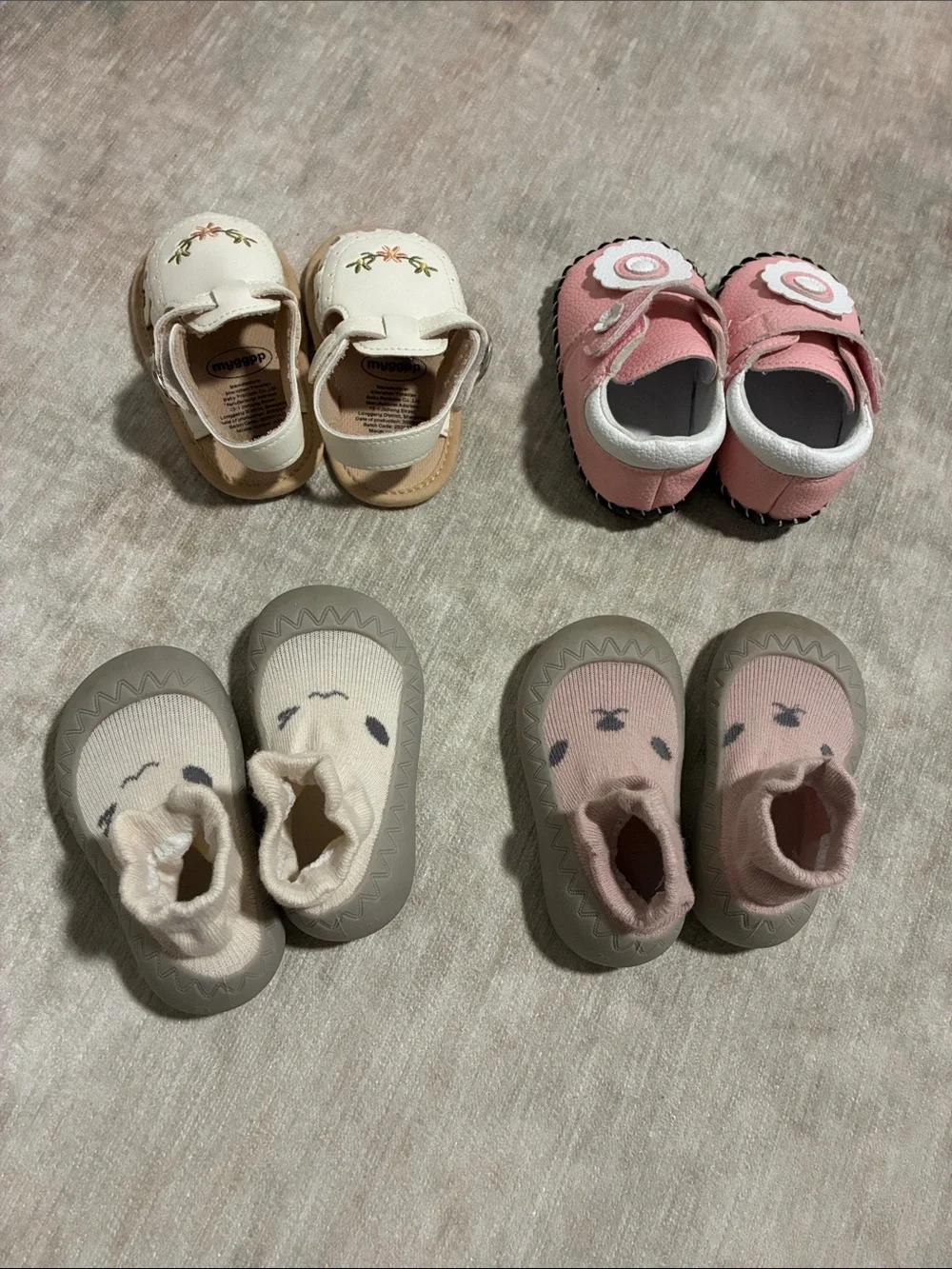 Kids Pink and Cream Soft-Soled Shoes Duo - Cute Animal & Flower Designs